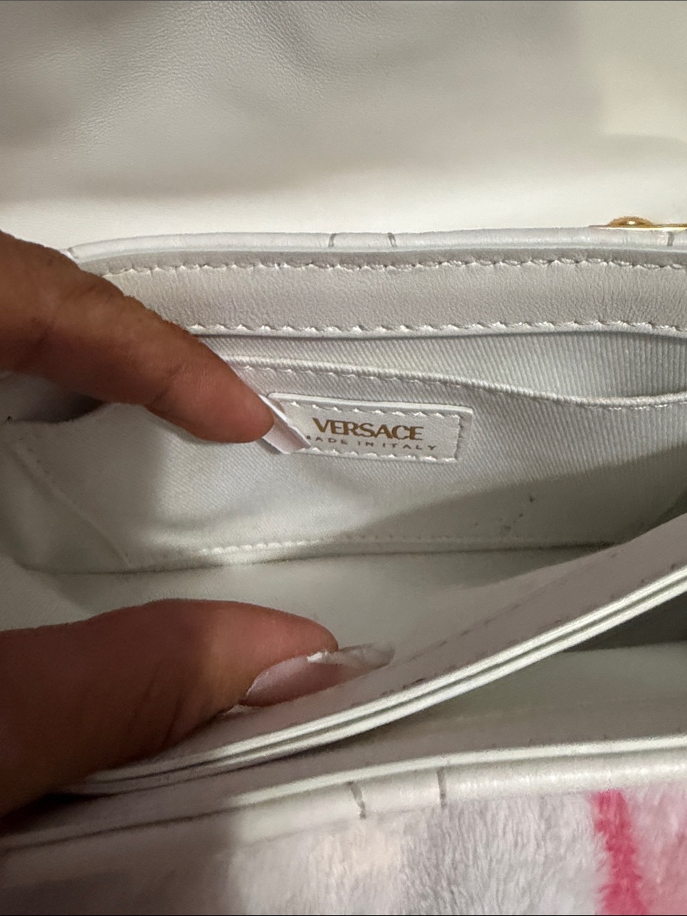 Versace White Quilted Crossbody Bag with Gold Chain - Picture 10 of 14